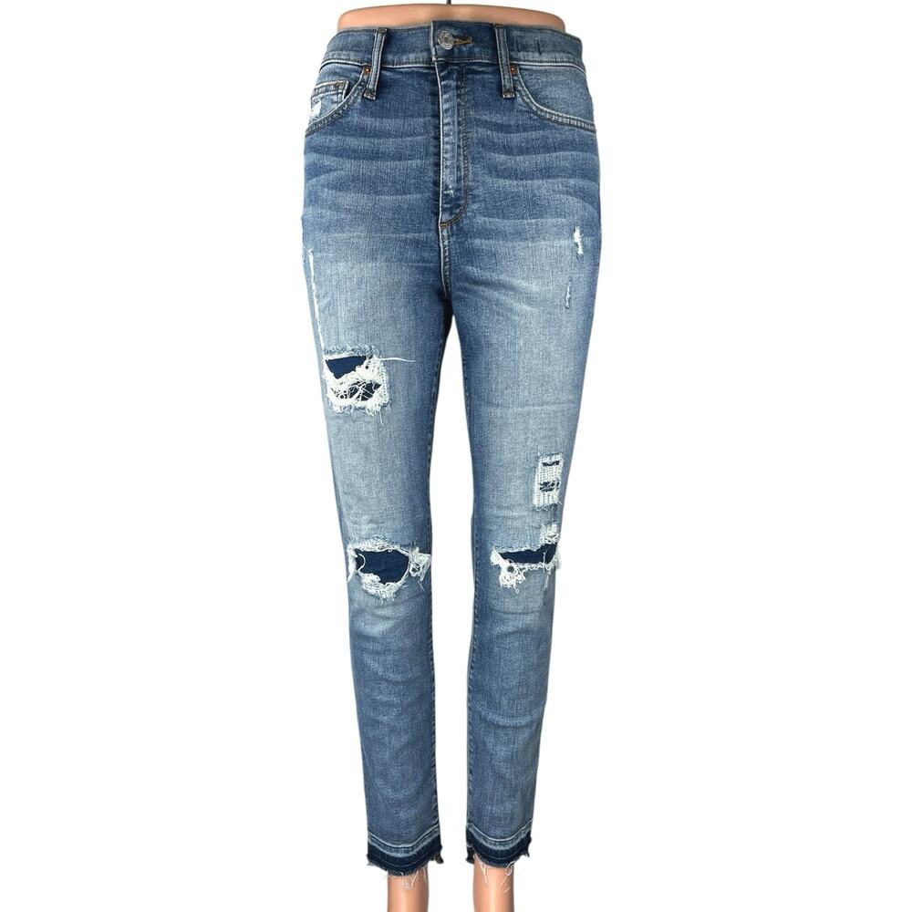 Gap Women's Blue High Waisted Distressed Stretch True Skinny Denim Jeans Sz 29R